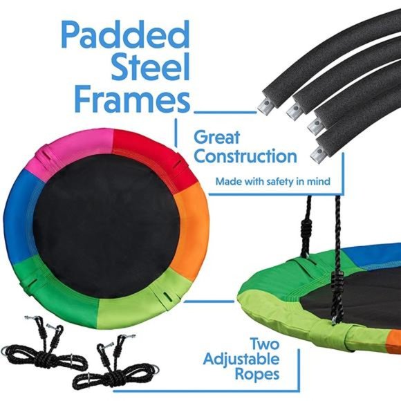 40 Inch Tree Swing Saucer Swing - 800Lb Weight Capacity, 900D Oxford Waterproof - Picture 3 of 6